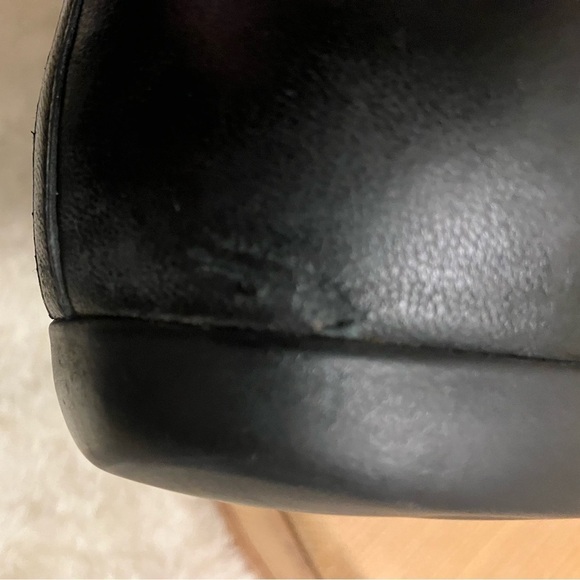Trotters Black Leather Comfort Buckle Square Toe Flats Shoes, 11 Wide - Picture 3 of 11